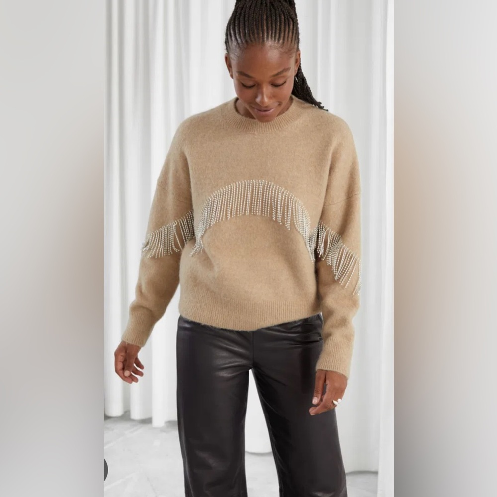 & Other Stories Diamanté Fringe Sweater Size Small New Without Tags